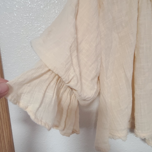 Free People Women's Cream Peasant Blouse with Tie Neck - Picture 7 of 10